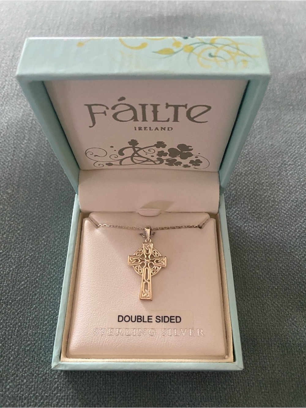 Solvar Sterling Silver Double-Sided Celtic Cross Pendant Necklace Boxed S44785